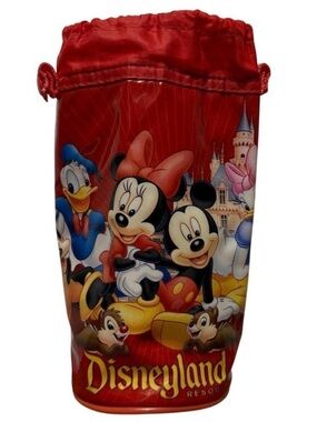 Vintage Disneyland Red Insulated Water Bottle Holder Mickey & Friends Disney